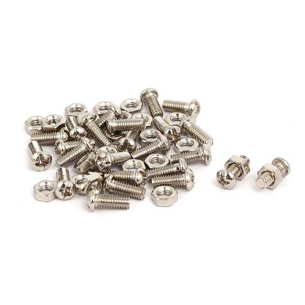 M4 Male Thread Filter Accessory Phillips-Slotted Pan Head Screw w Nut 24 Set