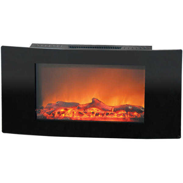 Cambridge Callisto 35 In. Wall-Mount Electronic Fireplace with Curved Panel and Realistic Logs